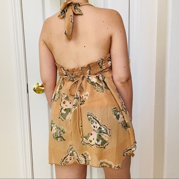 Vintage butterfly fairy pixie peplum halter top - Picture 2 of 4